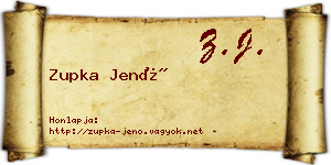 Zupka Jenő névjegykártya